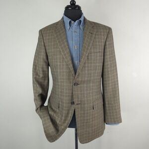 John W Nordstrom Blazer Mens 40R Brown Wool Houndstooth Tweed Sport Coat Jacket
